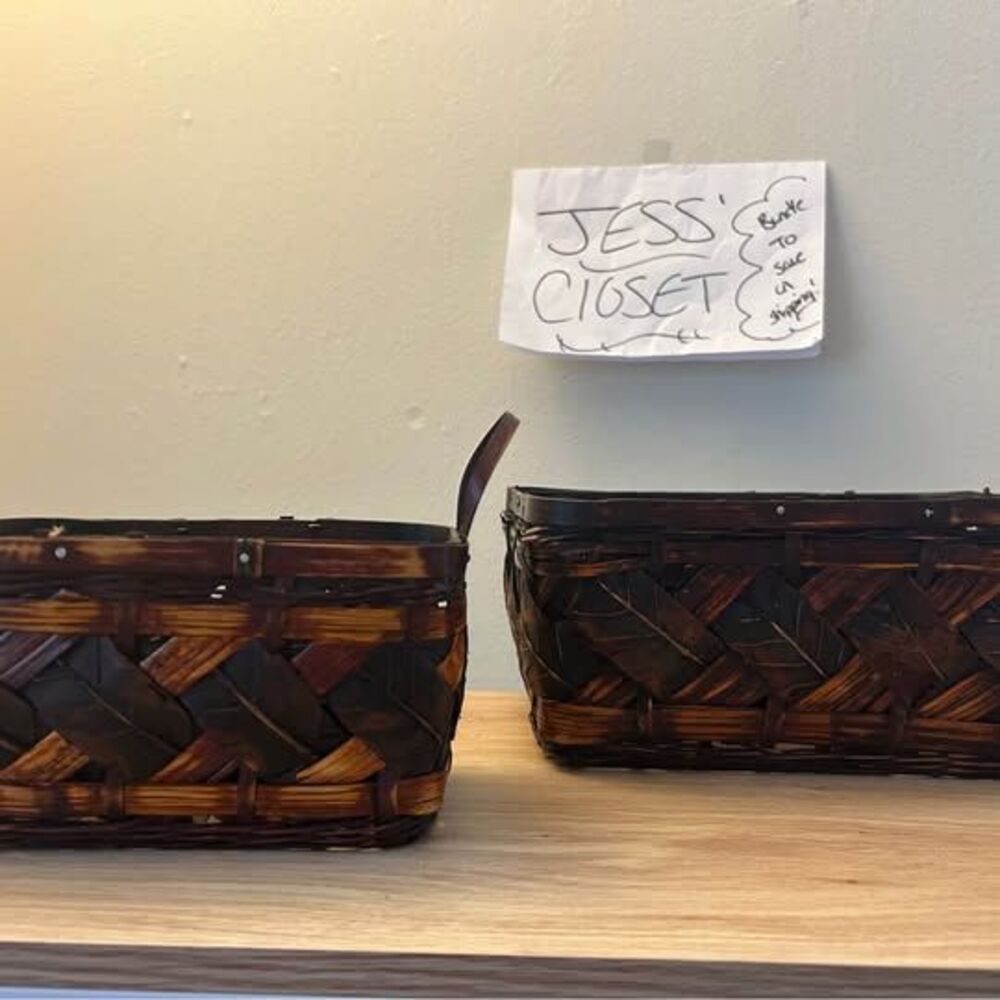 Dark brown woven baskets set